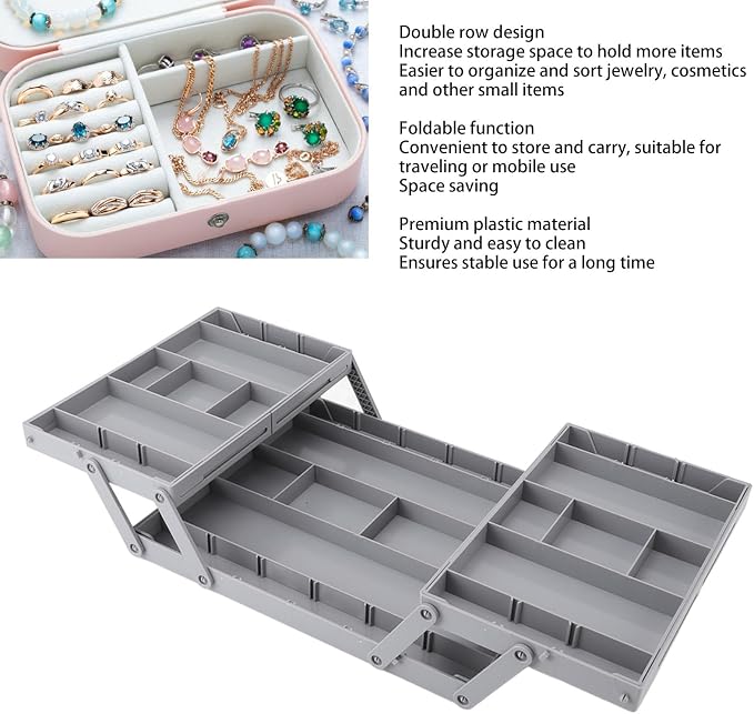 AMAKO Expandable Desk Organizer Tray: 3 Tier Drawer Organizer,for Jewelry, Cosmetic, Utensils & Office Supplies, Multi Level Storage Solution (2 Tier)