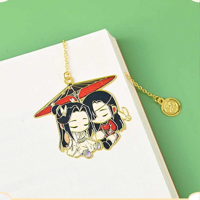 Heaven Blessing Bookmark Set Hua Cheng Xie Lian Acrylic Stand Decoration Anime Keychains Cosplay Accessory Pins with Stickers 16 Pcs