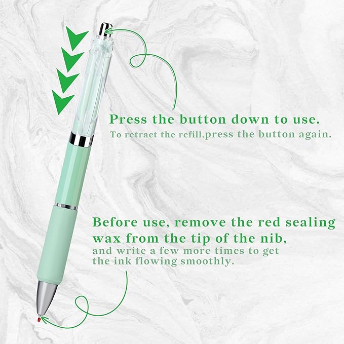 Temiary 5 Pcs Retractable Gel Pens, 0.5 mm Black Ink Fine Point Quick Dry Gel Ink Pen, Aesthetic Smooth Writing for School Office Journaling Note Taking and Sketching (Green)