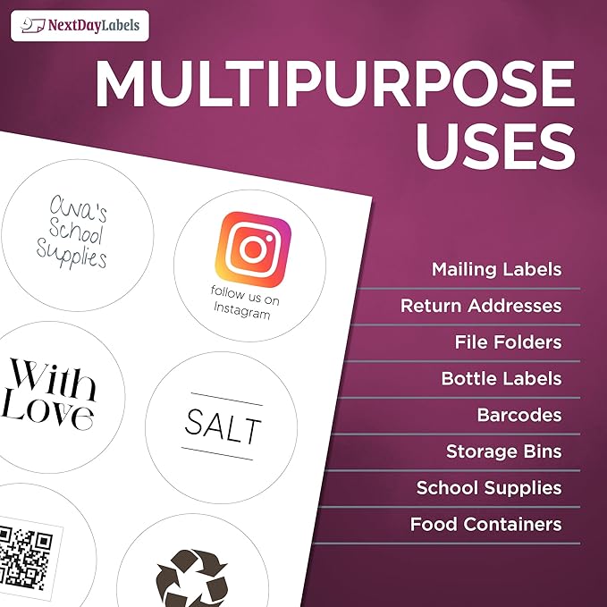 NextDayLabels 3.33 Inch Round Circle Stickers White Blank Labels for Laser Inkjet Printer - 6 Per Sheet Self-Adhesive Product Packaging Logo Made in USA - 6000 Labels