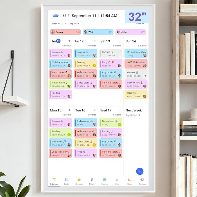 32 inch Smart Calendar Max, Digital Calendar & Chore Chart, Family Organizer with Interactive Touchscreen Display – Wall Mountable in Portrait or Landscape, Gifts for Women Men