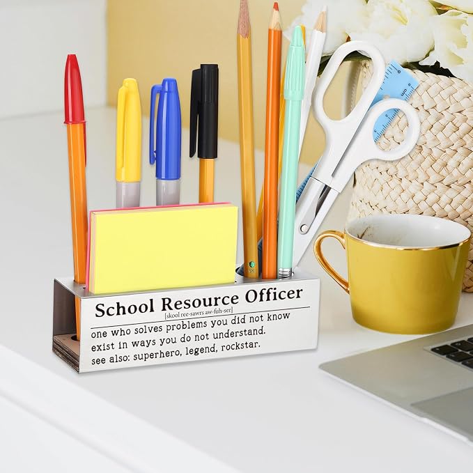 Funny School Resource Officer Gifts, Appreciation Gift for Law Enforcement Safety Professionals, Thank You Gift for School Officers police, Office Pencil Holder Desk for Desk SD277