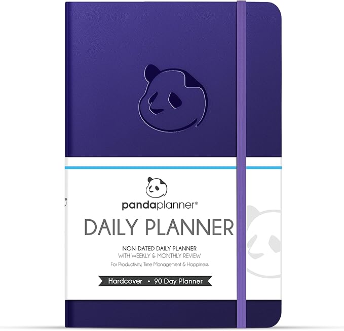 Panda Planner Classic A5 Daily Planner 2026 – Undated Quarterly Planner & Daily Task Planner with Hourly Schedule, To Do List, Goal Planner, Habit Tracker & Gratitude Journal for Focus & Organization – Purple