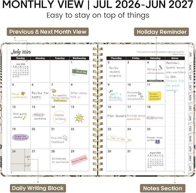 Academic Planner 2026-2027, Weekly and Monthly Calendar Book, July 2026 – June 2027, Hardcover Planner with Tabs, Perfect for Teachers, Students, Women & Men, A4 (8.5" x 11") - Owl