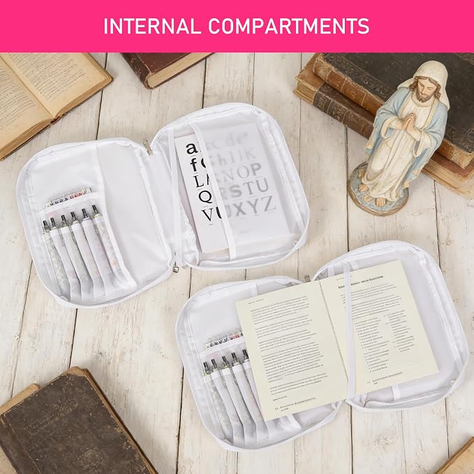 Wxiben Bible Cover Case for Women - Bible Carrying Case with Handle and Zippered Pocket Animal God Says You are Bible Holder Bags Christian Gifts for Girls Church Bible Study Supplies Accessories