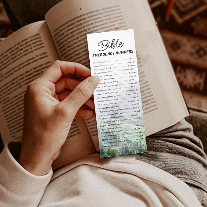 VANRA 20 Pack Books of The Bible Bookmark + 20 Pack Bible Emergency Numbers Christian Bookmarks Bulk Large Print Book Markers for Reading Religious Church Gifts for Prayers Women Men