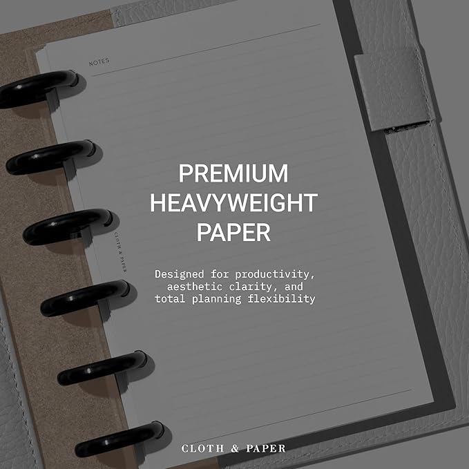 Cloth & Paper Task Planner Inserts – Pocket Size 3.2 x 4.7 Inches | 6-Ring To-Do List 15 double sided Pages Daily Planner Organizer Refills | Minimalist Design | Premium Paper for Notes & Reminders