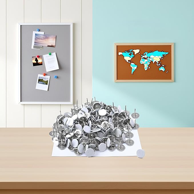 100 Pcs Thumb Tacks White Flat Rounded 11mm/0.43" Nailhead L13mm/0.51" Decorative Pin Push Pins Home/Office for Bulletin Board,Notice Board/Map Nails,Tape Adhesives Fasteners