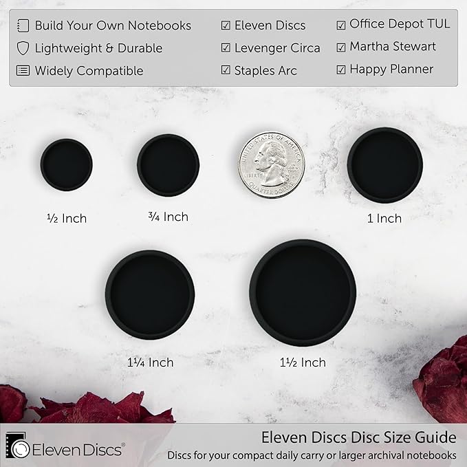 Eleven Discs 1-Inch Translucent Plastic Discbound Expansion Discs for Custom Notebook and Planner - Compatible with Circa, Arc, TUL (Set of 22)