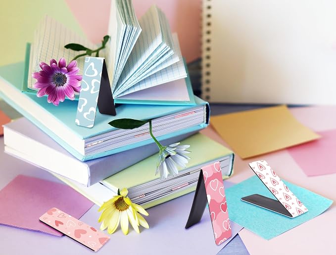 Magnetic Bookmarks for Book Lovers, 10 Love Pattern Designs | Cute Magnet Page Markers, For Students Teachers Adults, Home Office Reading Stationery, Assorted Book Markers