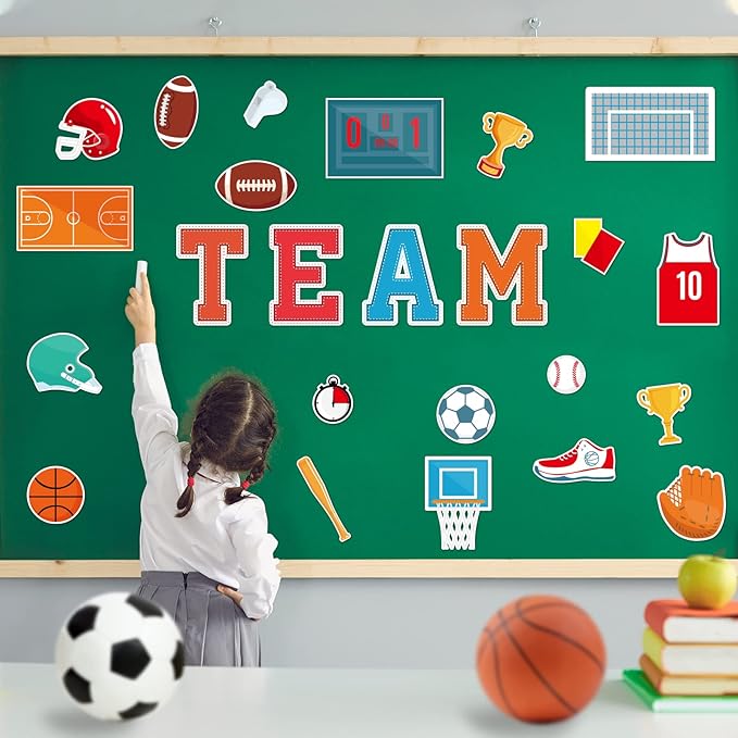 Sports Cutouts Sport Balls Paper Classroom Bulletin Board Decorations Sports Themed Birthday Party Supplies for Toddler Kids Students Classroom