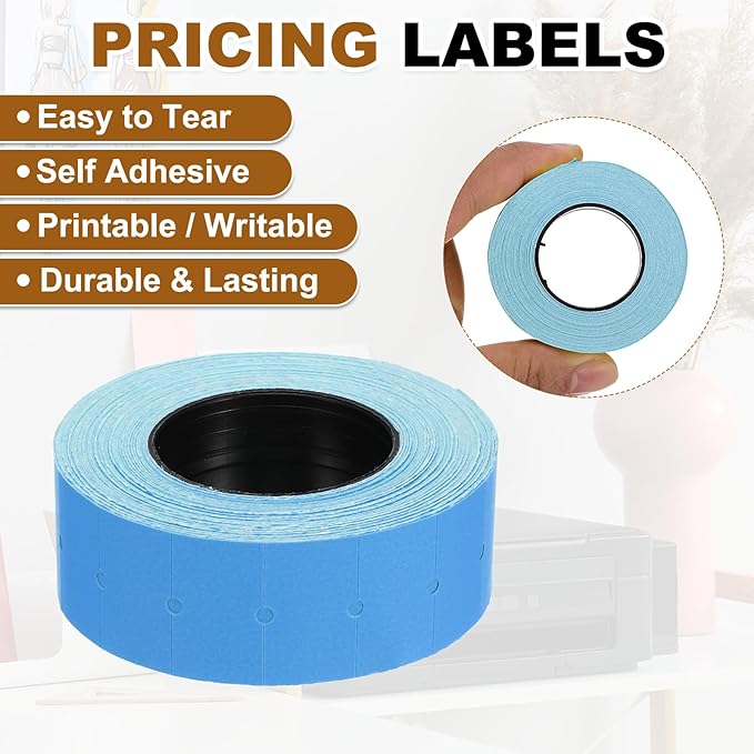 PATIKIL Pricing Labels, 10 Rolls 8000 Price Price Gun Labels Self-Adhesive Rectangular Puzzle Shape Marker Tag Stickers for Date Gun, Blue