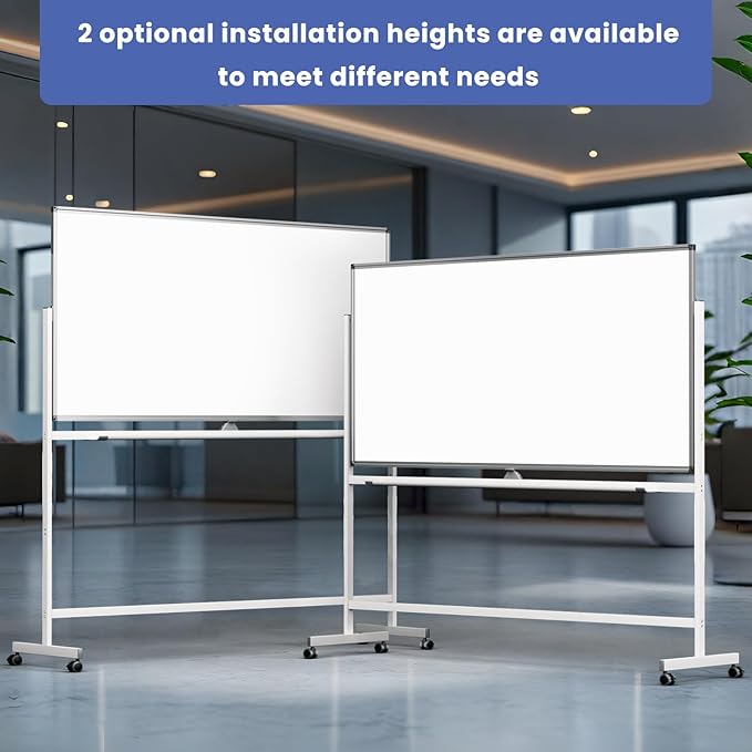 Rolling White Board on Wheels, 96" x 48" Double-Side Magnetic Dry Erase Board with Stand, Aluminum Frame Extra Large Mobile Standing Whiteboard for Office, Classroom & Home