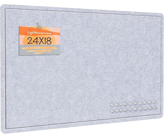 Lightomorrow Bulletin Board, 24 x 18 inches Felt Board - Decorative Pin Board, Cork Board Alternative for Wall, Foldable Self-Adhesive Vision Board Prayer Board with 20 Pushpins-Blue Haze