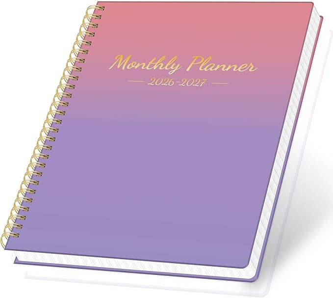Monthly Planner 2026-2027, 2 Years Persona Organizer Calendar Notebook from Jan 2026 - Dec 2027 with Habit Tracker, Goals,To -Do List, Summary & Review Spiral ，Bindding 7" x 9.5"