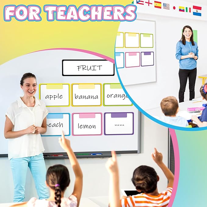 Qilery 14 Pcs Magnetic Write Wipe Organization Chart Magnetic Dry Erase Label Classroom Organization Teacher Objectives for Classroom Whiteboard Goal Target
