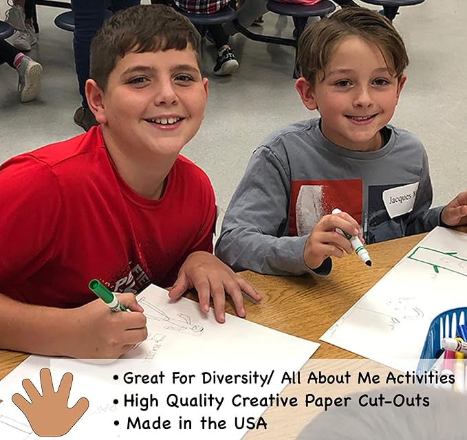 31 Pcs Multicultural Hand Creative Cut-Outs 5.5in for Classroom Unity Diversity DIY Paper Dolls Classroom Craft Materials School Décor Handprint Arts & Crafts Children Preschool Made in The USA
