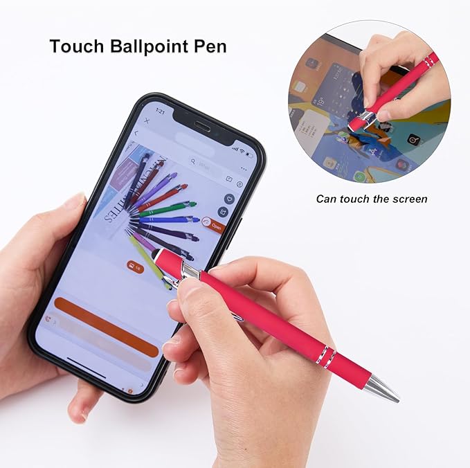 Actsun Red Gel Ink Pens, 12 Pcs, Fine Point, Smooth Writing, with Stylus Tips, 0.7 Mm, Office Desk Accessories, Motivational