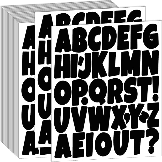 Bemeol 1368 Pieces Bulletin Board Letters 2 Inch Alphabet Letter Stickers Self Adhesive Sticker Letters for Bulletin Poster Board Classroom Mailbox Door Home Decor(Black)