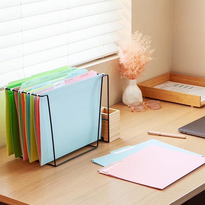 Oxford Hanging File Folders, 6 Pack, Letter Size (8.5" x 11"), 6 Assorted Colors, 5 Tab Positions, Includes Tabs and Inserts, Hanging Files for Office and Document Organization