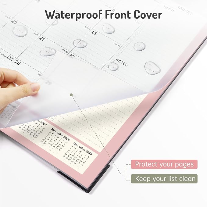 Forvencer Desk Calendar 2026-2027, 20 Months Calendar Runs from May 2026 to December 2027, 22" x 17" Large 2026 Desk Calendar Monthly Planner with Plastic Cover for Home School Office, Green