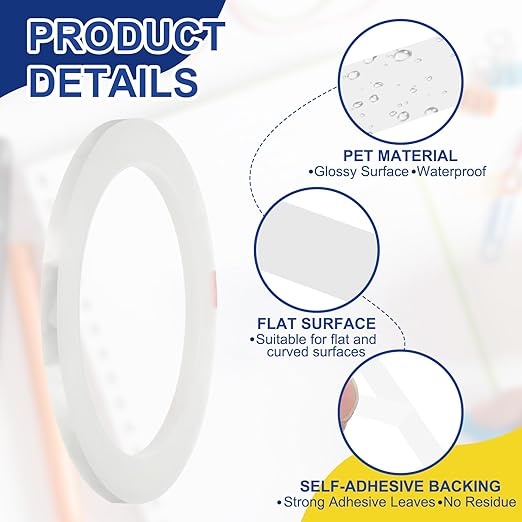 MECCANIXITY Whiteboard Tape 3/16" / 5mm Self Adhesive Graphic Chart Line Tape 72 Yard Grid Marking Stickers for Pinstripe Dry Erase Board Scrapbooking DIY Art Crafts, Clear, Pack of 3