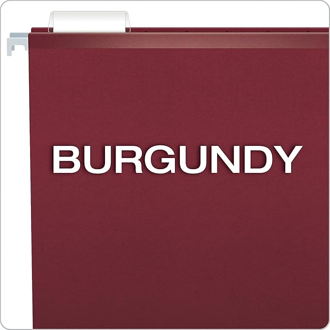 Pendaflex Reinforced Hanging Folders, Letter Size, Burgundy, 1/5 Cut, 25/BX (4152 1/5 BUR)