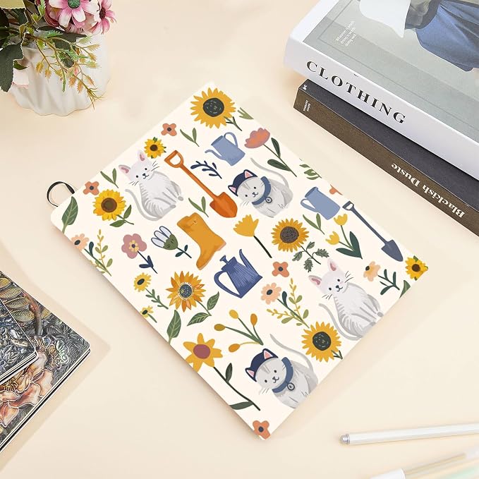 CRASPIRE Sunflower Stretchable Book Cover Cat Vintage Reusable Washable Large Nylon Book Protector Elastic Notebook Wraps Suitable for Hardcover Book Lovers Classmate Gifts