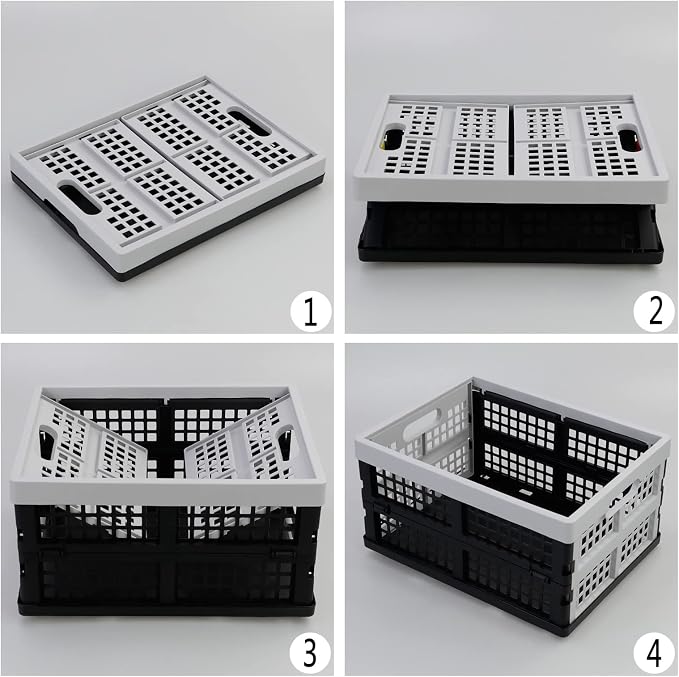 3 Packs Plastic Folding Milk Crate 16 Quart, Collapsible Storage Crates