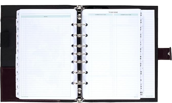Day-Timer Framed Slim Leather Starter Set, Undated, 7 Ring, Desk Size, 5.5 x 8.5 Inches, Black or Burgundy - Color May Vary (45090)