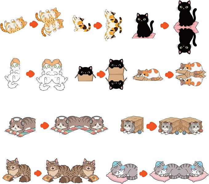 TheClover Lazy Cats Magnetic Bookmarks – Set of 10 Cozy Sleeping Kitty Page Clips, Cute Cat Gifts for Book Lovers & Slow Living Fans, Creative Magnetic Bookmarks for Journals, Office & Home