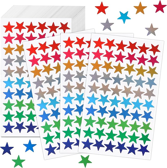 ONEDONE Star Stickers for Kids Reward - 10 Colors Small Star Stickers 2400 PCS Reward Sticker for Kids Behavior Chart School Classroom Teacher Supplies 0.6" Teacher Sticker
