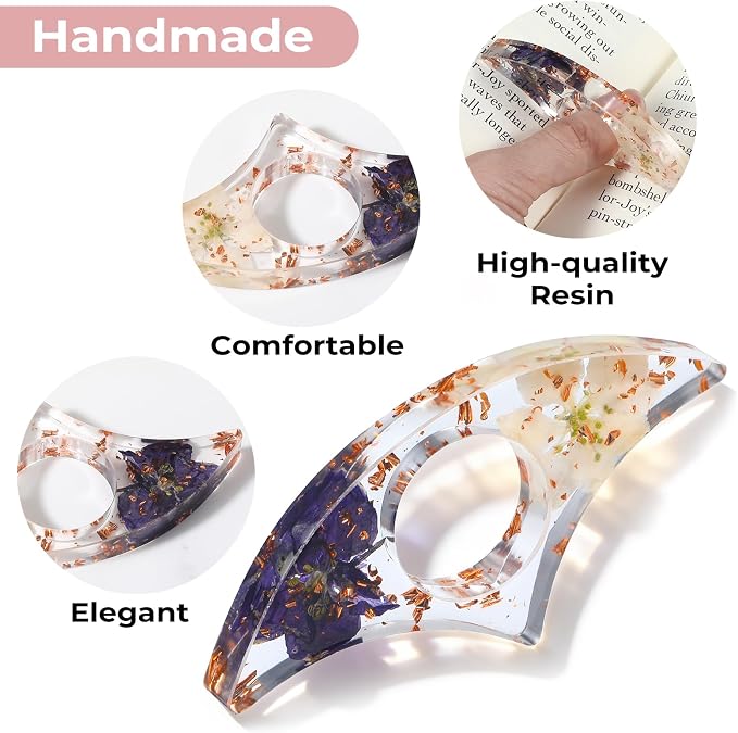 2Pcs Thumb Page Holder Book Page Holder Book Thumb Ring Books Marks for Reading Accessories Transparent Cute Bookmarks for Women Best Friend Friendship Gifts for Books Lovers Teacher Readers