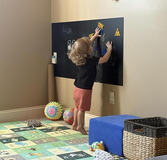 YOUNGJQ Magnetic Chalkboard Contact Paper for Wall 48" x 24" Self Adhesive Blackboard Wallpaper Peel and Stick Wall Decal Roll with Starter Kit for Home