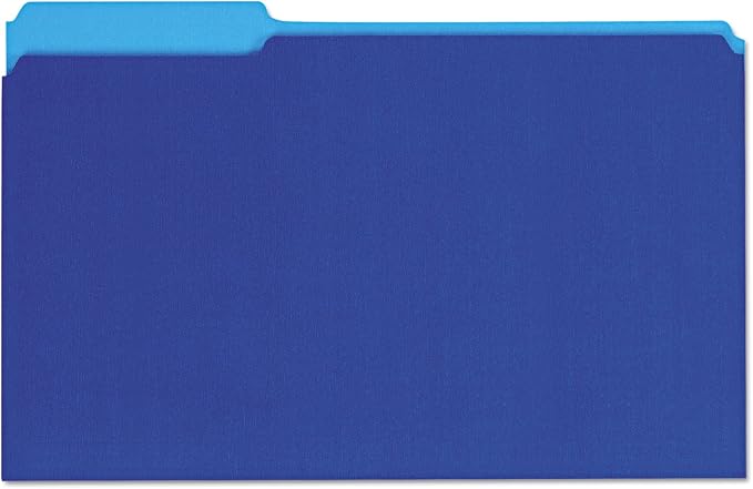 Universal 15301 Recycled Interior File Folders, 1/3 Cut Top Tab, Legal, Blue, 100/Box
