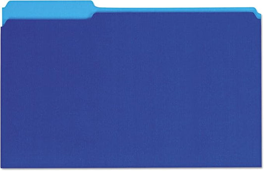 Universal 15301 Recycled Interior File Folders, 1/3 Cut Top Tab, Legal, Blue, 100/Box
