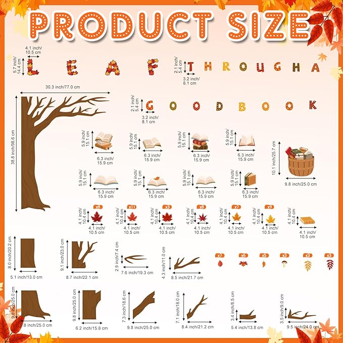 Pasimy Fall Bulletin Board Decorations Set Pumpkin Classroom Door Decor Autumn Maple Cutouts DIY Pumpkin Photo Crafts Thanksgiving Bulletin Board for Halloween Home Office Wall Supplies(Book)