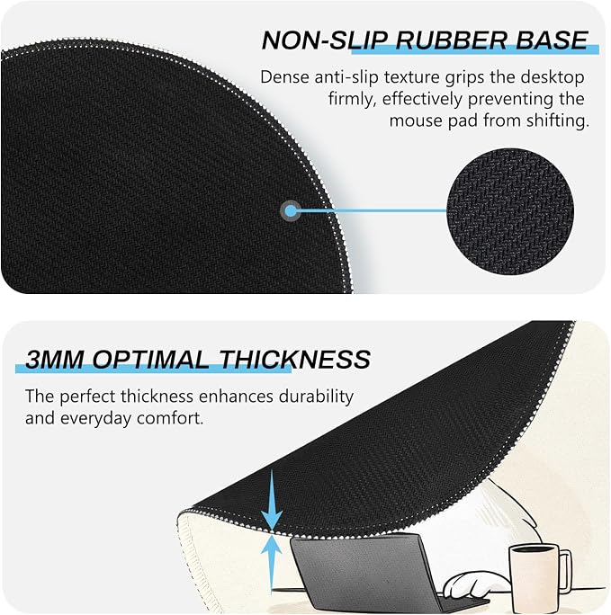 Gctriki Goose Round Mouse Pad, Cute Office Decor for Women, Funny Small Mousepad，Stitched Edge Non-Slip Rubber Base, Personalized Computer Mouse Pads for Laptop Mouse，Office Desk Accessories Gifts
