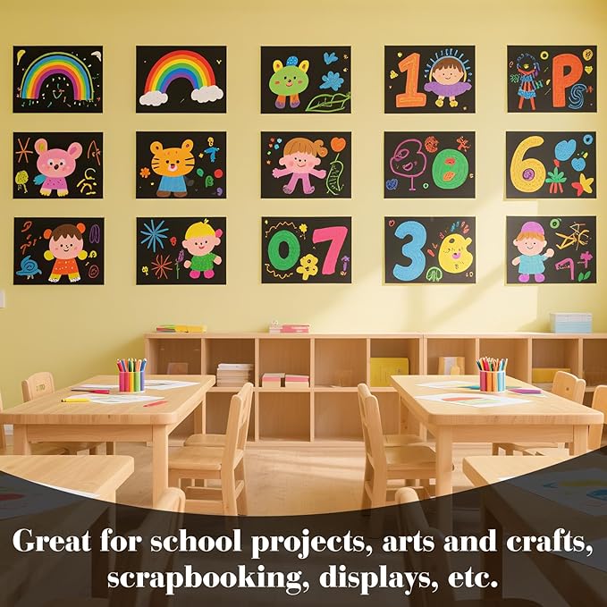 18 Pcs Black Poster Board Paper 14x18, ROOKEA Vision Boards Posterboard Bulk for School Projects Classroom Arts Craft Presentations Drawing Scrapbooking Blank Graphic Display