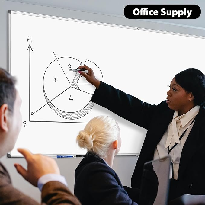 TOWON Magnetic Dry Erase Board, 72 x 40 in White Board Dry Erase, Aluminum Framed Whiteboard for Wall, Large Dry Erase Board Wall Mounted with Markers, Pen Tray, Magnets, Cleaning Wipe, Silver Border