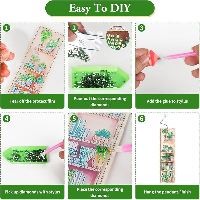 4 pcs Diamond Painting Kit Bookmarks Diamond Art Kits for Adults, Arts and Crafts for Adults Gem Art, DIY Diamond Art Bookmarks for Women, Men, Handmade Crafts Gift Supplies for Book Lovers, Reading