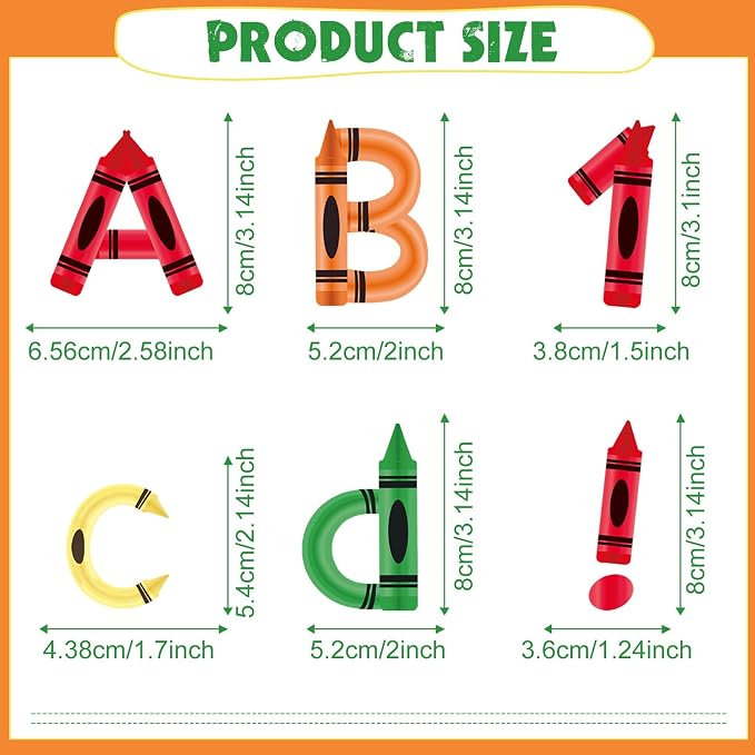 221 Pcs Crayon Bulletin Board Letters, Round Alphabet Number Punctuation Symbol Combo Letter Cutouts, Colorful Classroom Decoration for Summer School Chalkboard Whiteboard Poster Wall