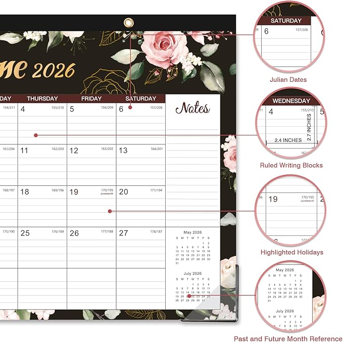 2026 Desk Calendar - Jan 2026 - Dec 2026, 12 Months Large 2026 Desk Calendar, 17" x 12", Desk Pad, Large Ruled Blocks, to-do List & Notes, Best Desk/Wall Calendar for Planning or Organizing