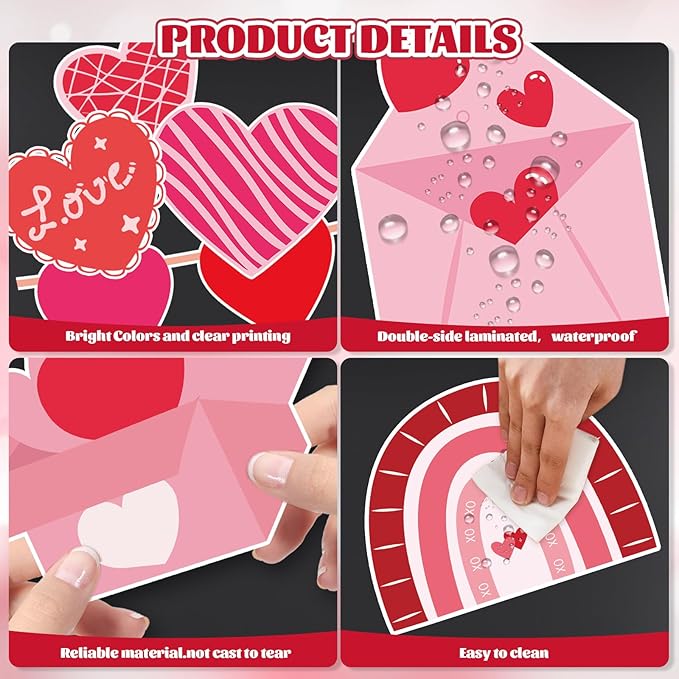 Valentine's Day Bulletin Board Decoration Set Heart Bulletin Board Borders for Bulletin Board Happy Valentine's Day Party Classroom Decorations Malibox Chalkboard Wall Door Decor