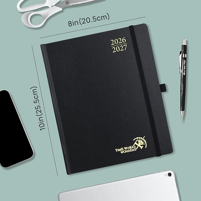 POPRUN Monthly Planner 2026-2027, Large Size-8.5" x 10.5", 18 Month Calendar Book (Jul 2026 - Dec 2027), Academic Calendar Planner with Tabs, Inner Pocket, Hard Cover, 100GSM Paper - Navy Blue