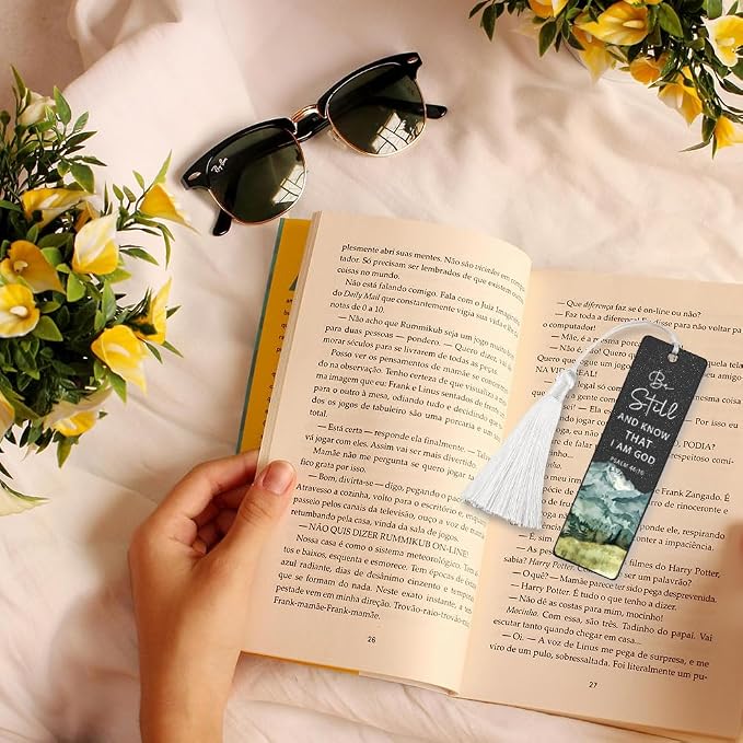 Christian Stillness Bookmark, Inspirational Gift for Believers, Uplifting Gift for Spiritual Readers, Spiritual Bookish Present, Unique Mountain & Scripture Design Bookmark, WCB68