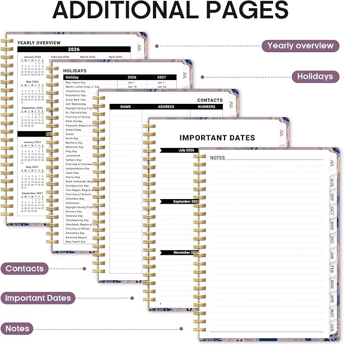 Planner 2026–2027, Academic Year Monthly & Weekly Calendar Book, Jul 2026–Jun 2027, Hardcover Organizer with Tabs, Student & Teacher Planner, 6.3" x 8.5", Savanna Tales