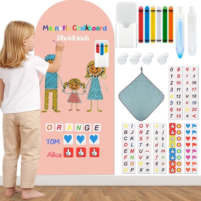 Magnetic Arch Wall Decal for Kids,Upgraded Thickened Magnetic Chalkboard for Most Wall,Suitable for Home Decoration Wallpaper and Children's Game Room (Camel Pink, 18x48 Inch)
