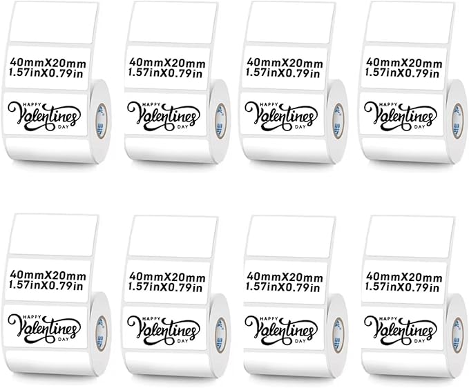 White Thermal Labels Compatible with Phomemo, Marklife for Barcode, Price Tags, Shipping & Logo Design (8, 1.57" x0.78" 320pcs/Roll)