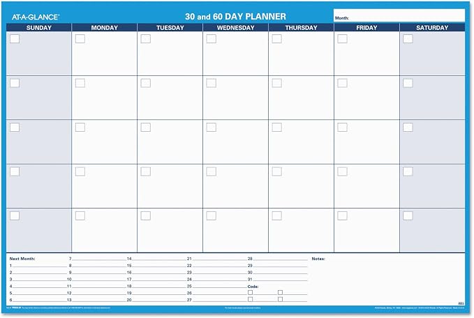 AT-A-GLANCE AAGPM33328-30/60-Day Undated Horizontal Erasable Planner, Wall Calendar